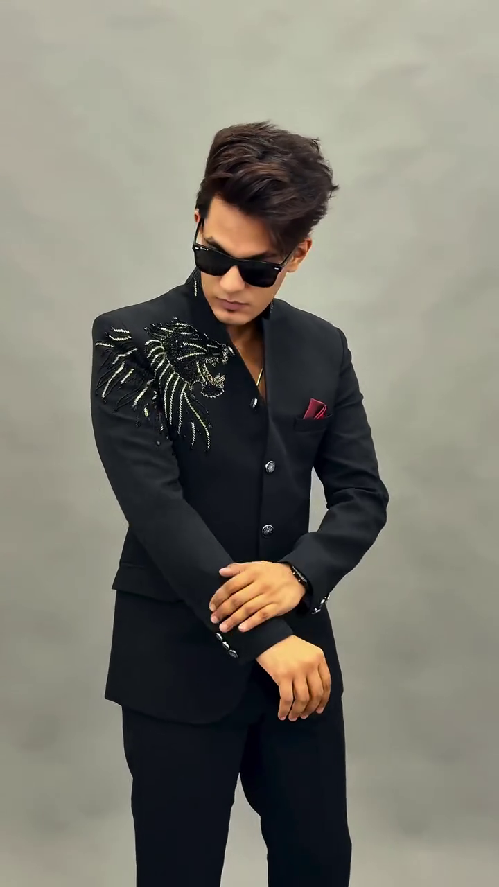 Royal Black Embroidered Blazer