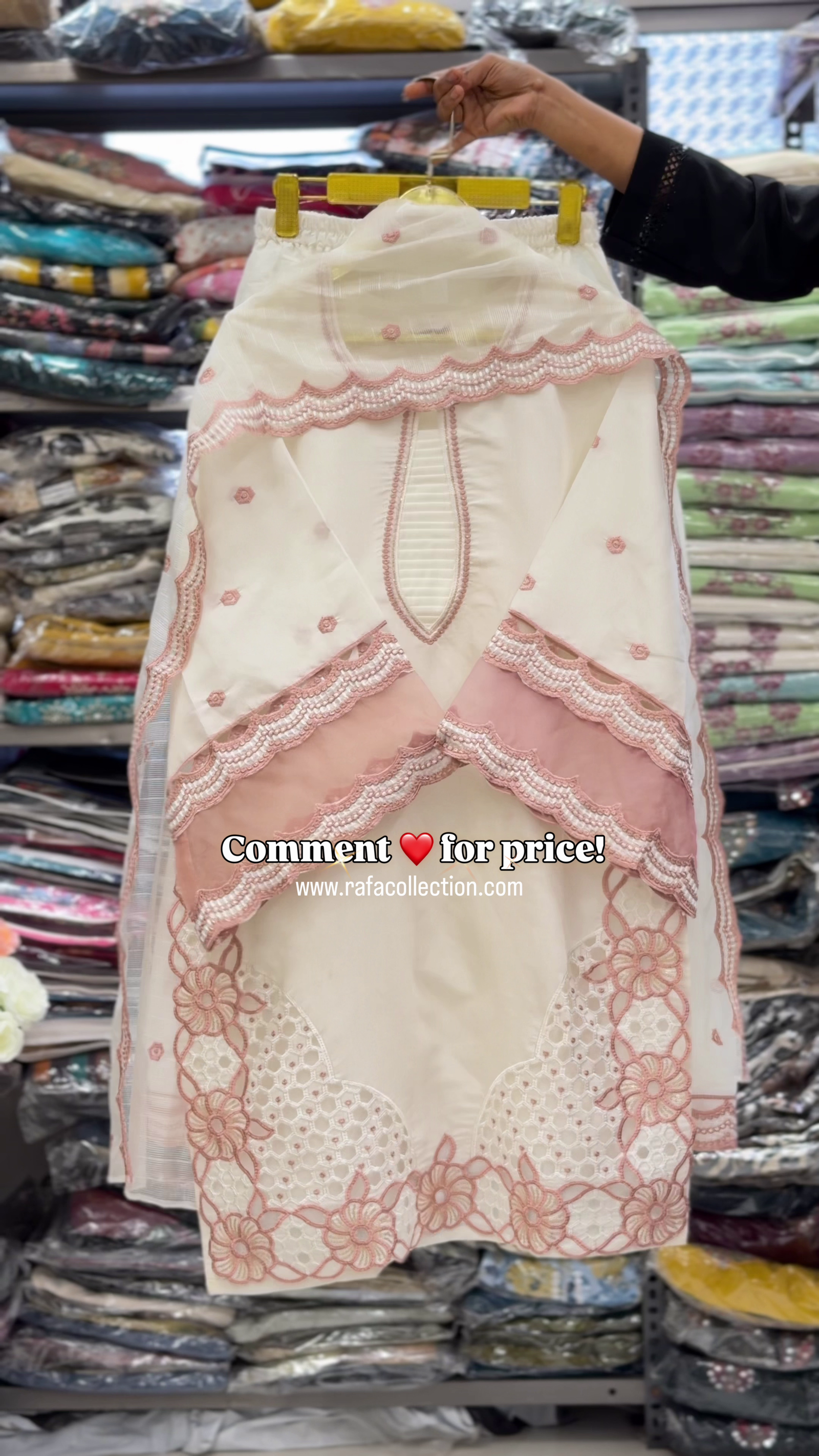 Cream & Peach Designer Suit Set