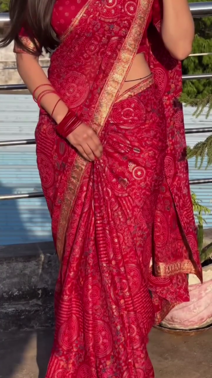 Royal Red Printed Saree