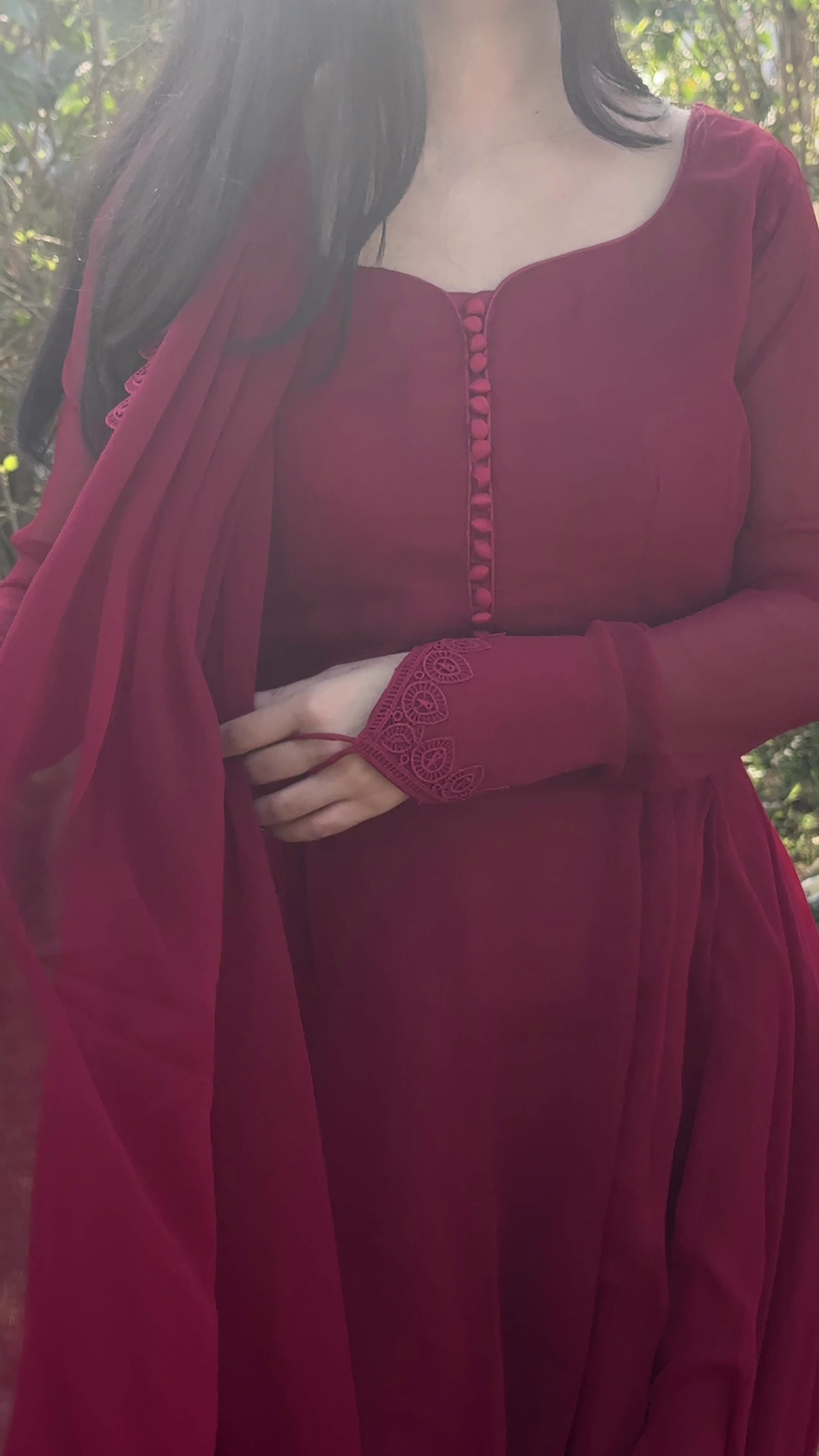 Elegant Wine Red Anarkali Dress