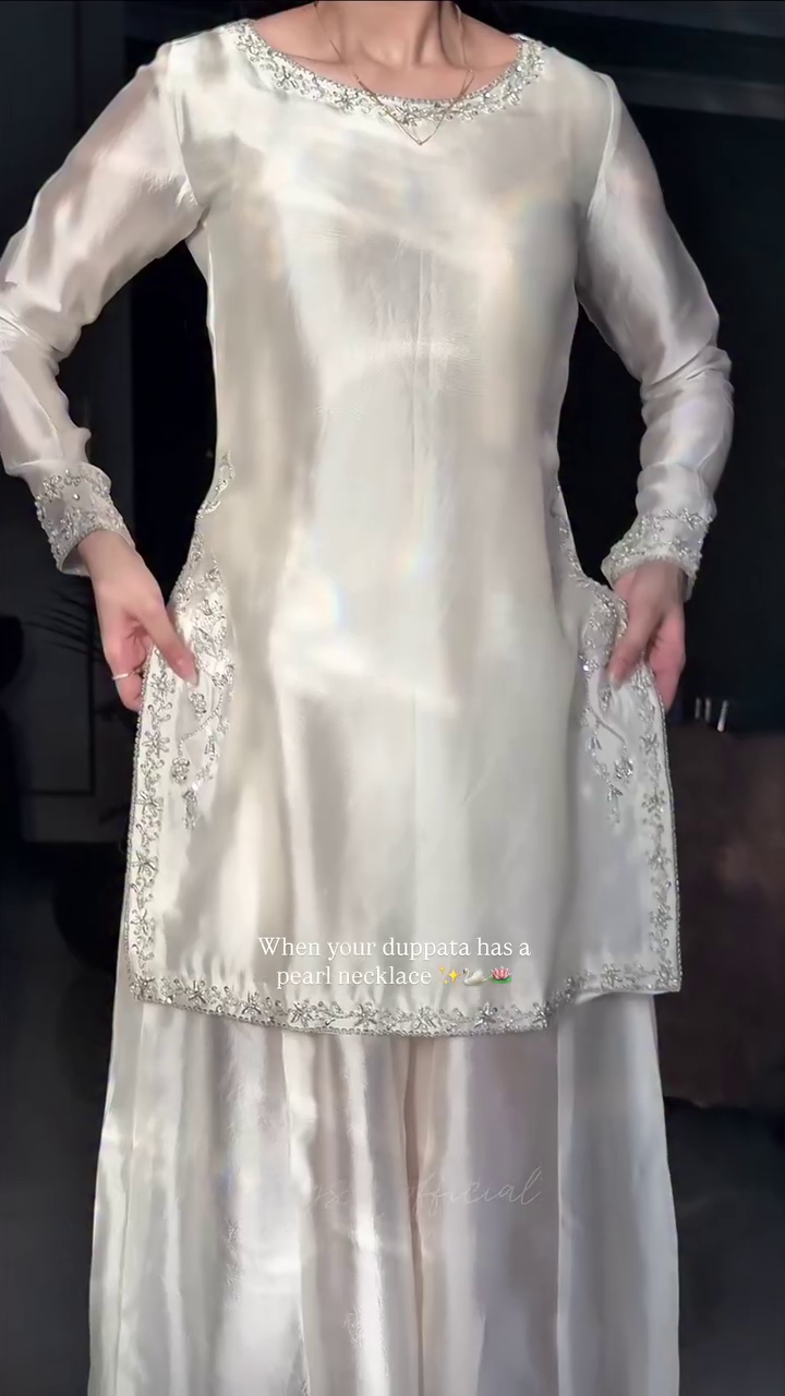 Elegant White Kurta Palazzo Set