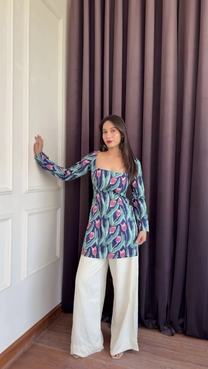 Printed Tunic with Palazzo Set