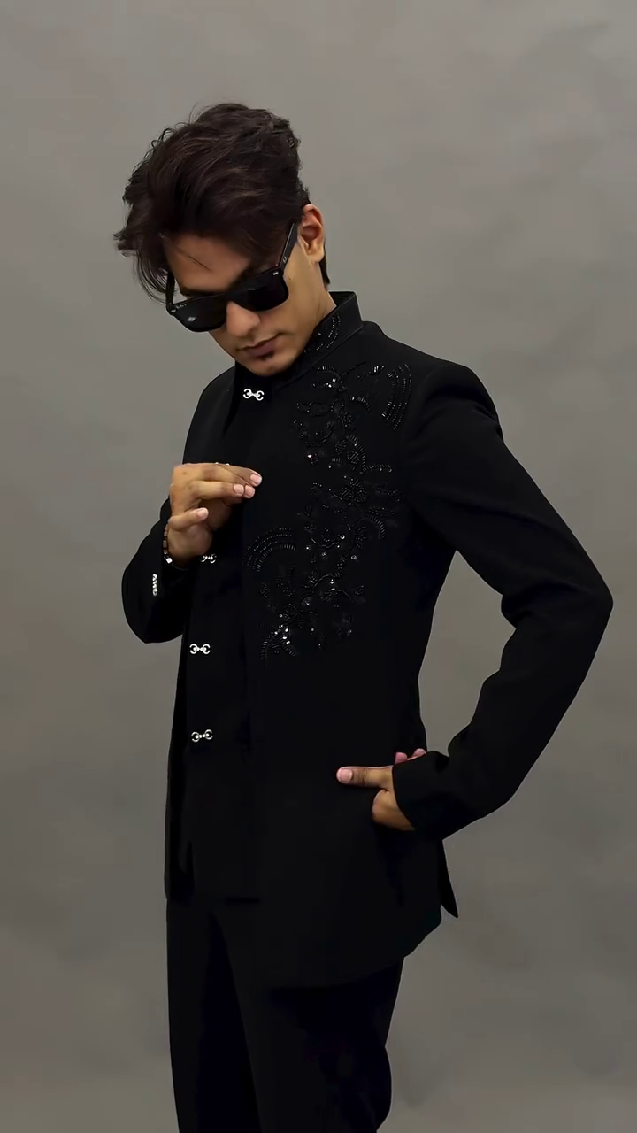 Men’s Designer Black Suit Set