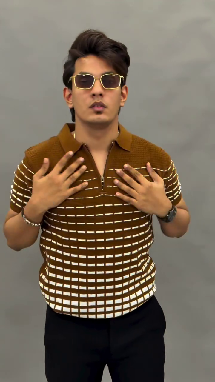 Men’s Zip Collar Pattern Polo