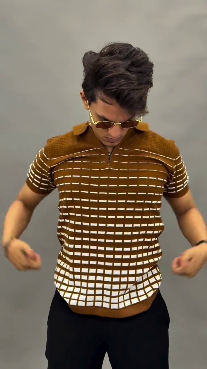 Men’s Zip Collar Pattern Polo