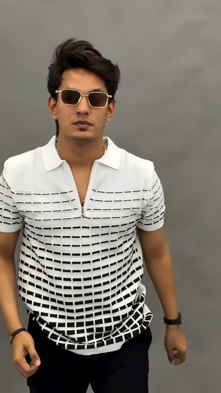 Men’s Zip Collar Pattern Polo