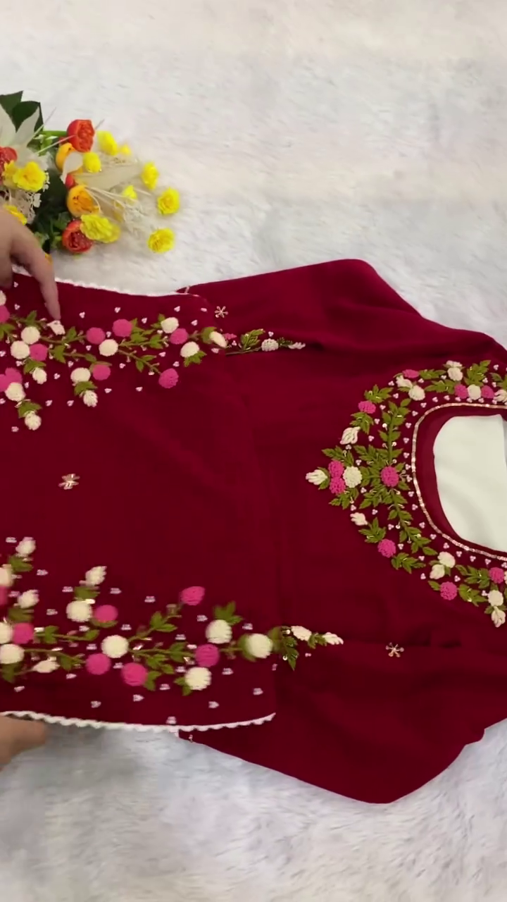 Red Floral Embroidered Dress