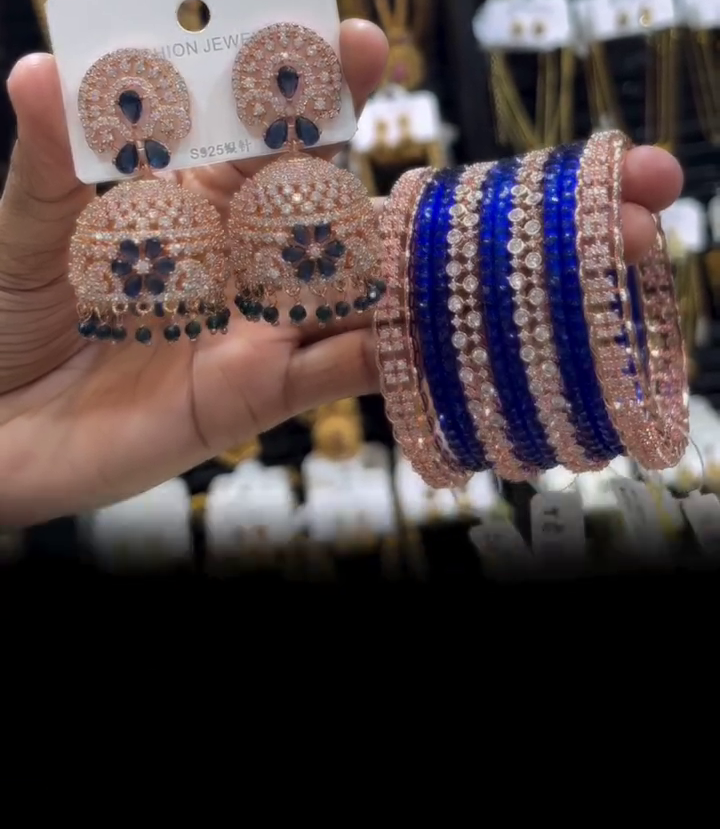 Royal Blue Bangles & Earrings Set