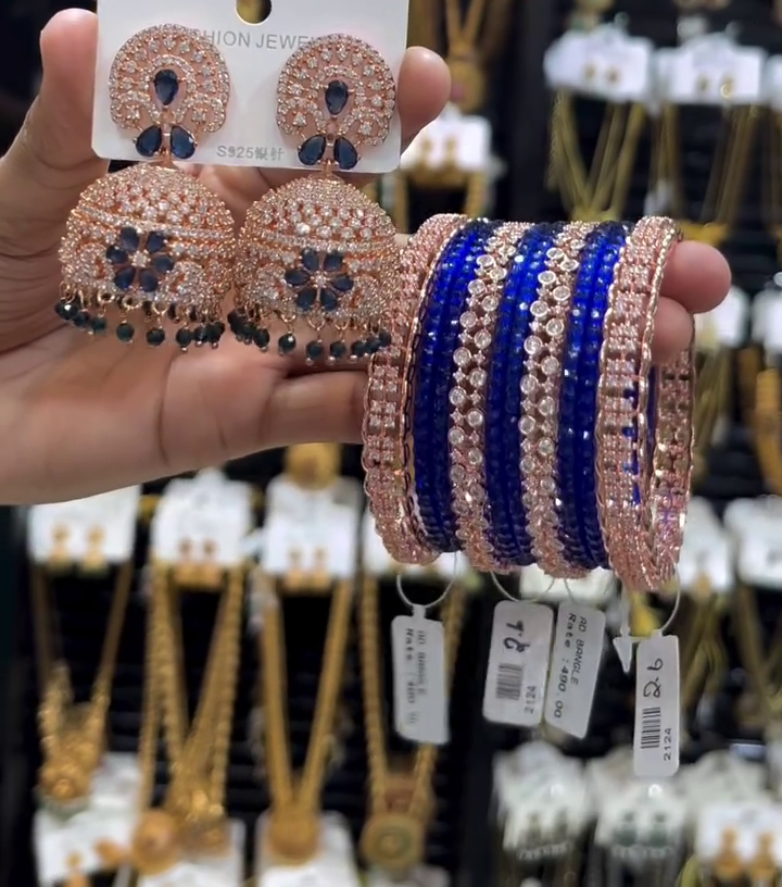 Royal Blue Bangles & Earrings Set