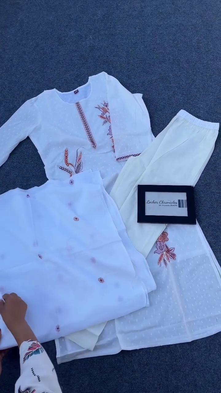 White Embroidered 3-Piece Suit Set