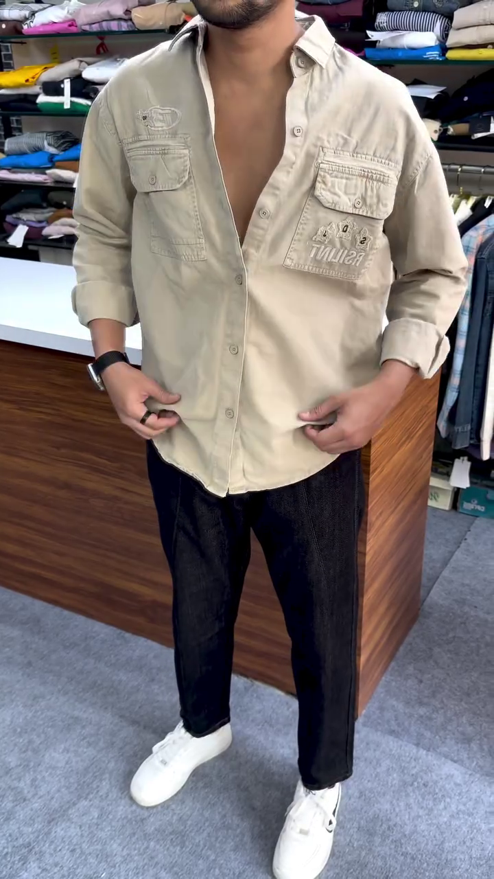 Dark Brown Casual Overshirt Look