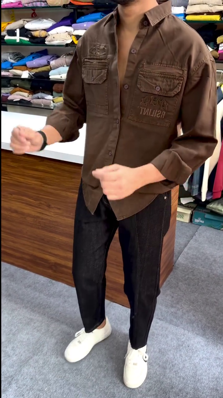Dark Brown Casual Overshirt Look