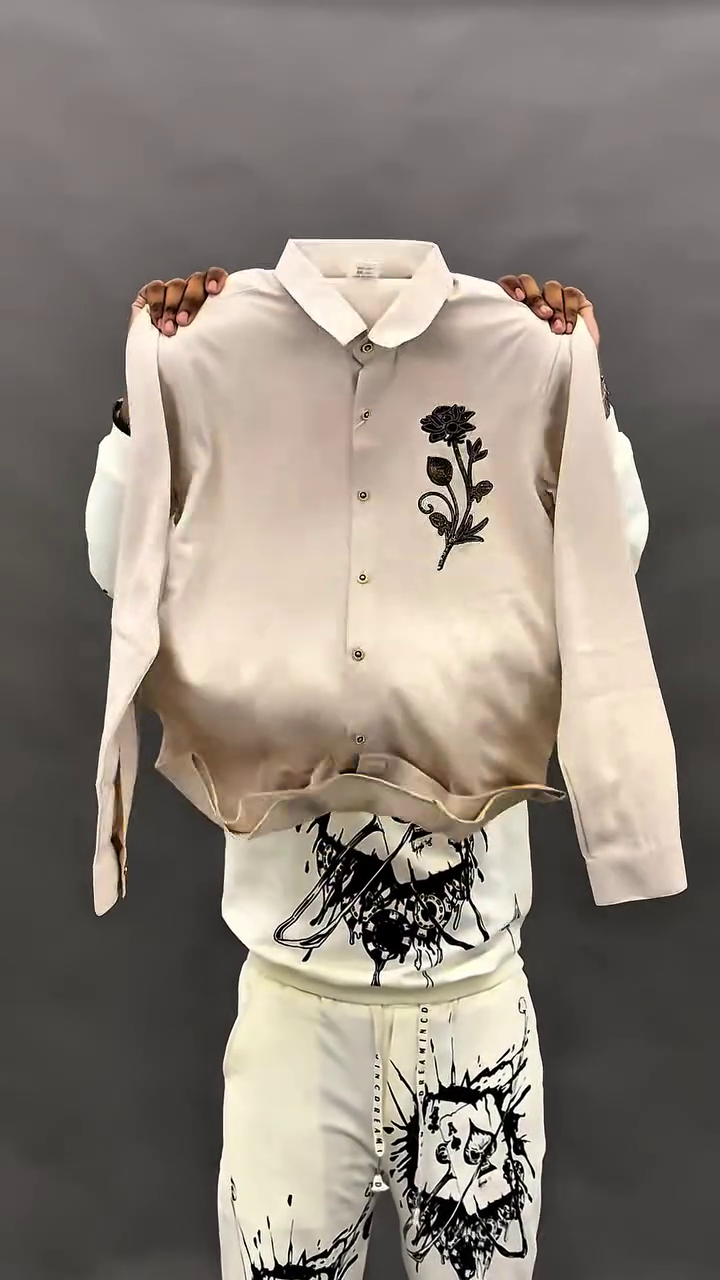 Elegant Navy Blue Embroidered Shirt