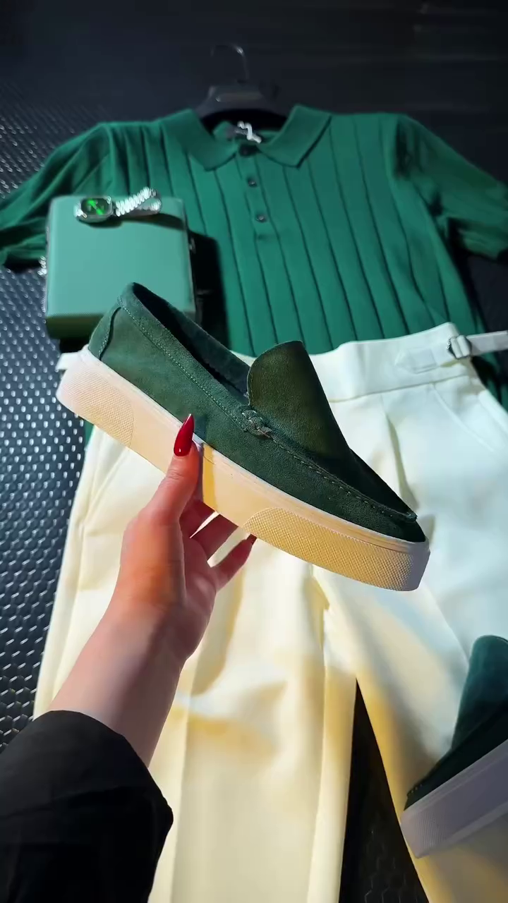 Emerald Green Co-Ord Outfit with Loafers