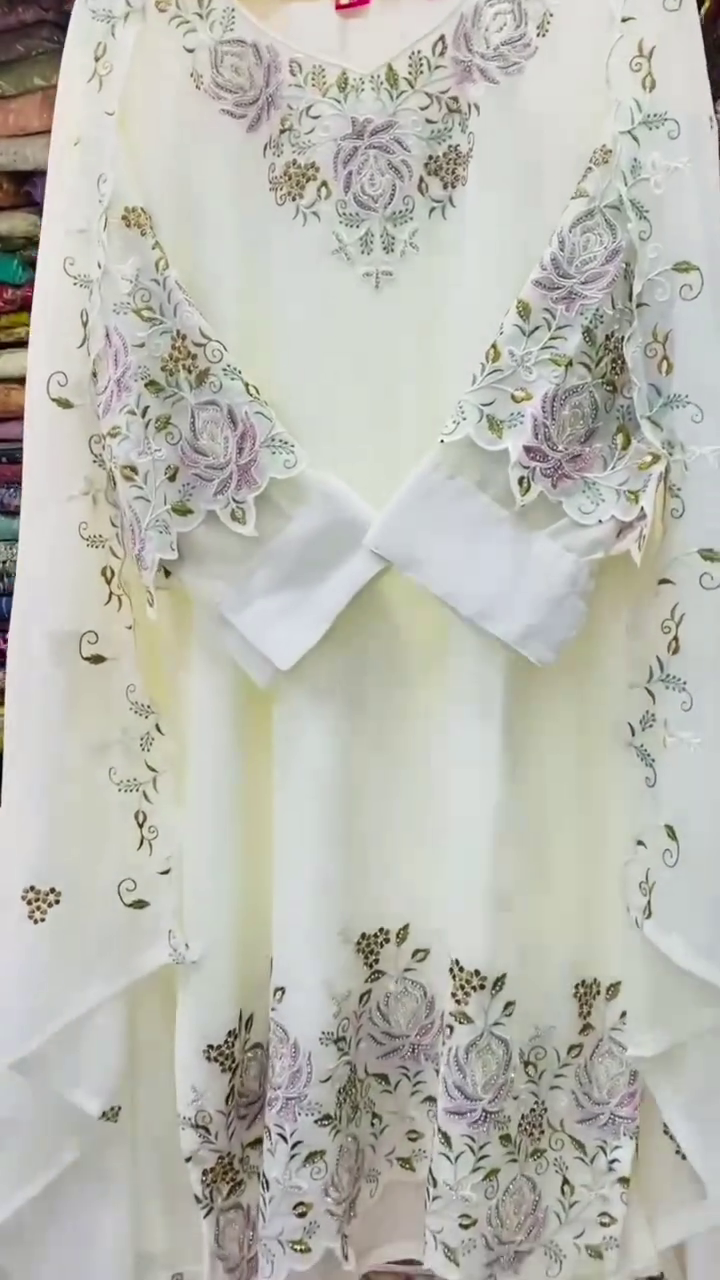 Cream Ethnic Suit with Red Dupatta