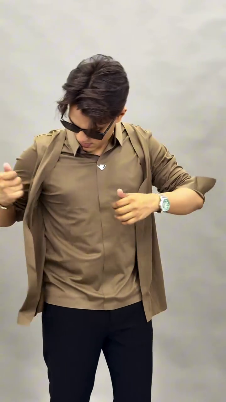 Premium Brown Layered Shirt Outfit for Men
