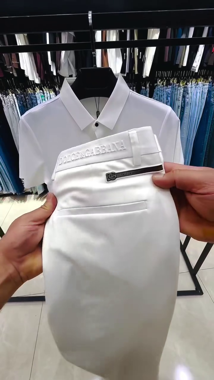 White Polo Shirt & Tailored Trouser Set