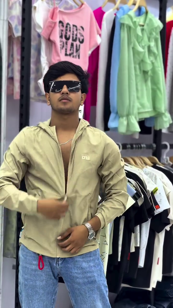 Men's Premium Beige Lightweight Zip-Up Jacket