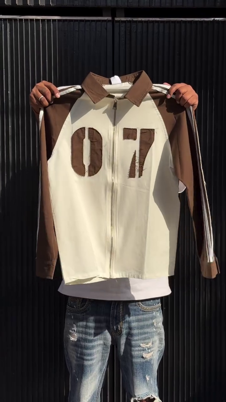 Men's Retro Colorblock Zip-Up Jacket