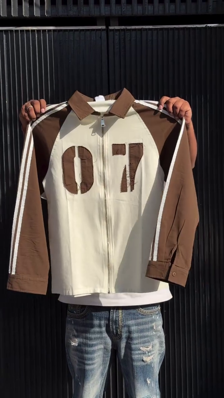 Men's Retro Colorblock Zip-Up Jacket