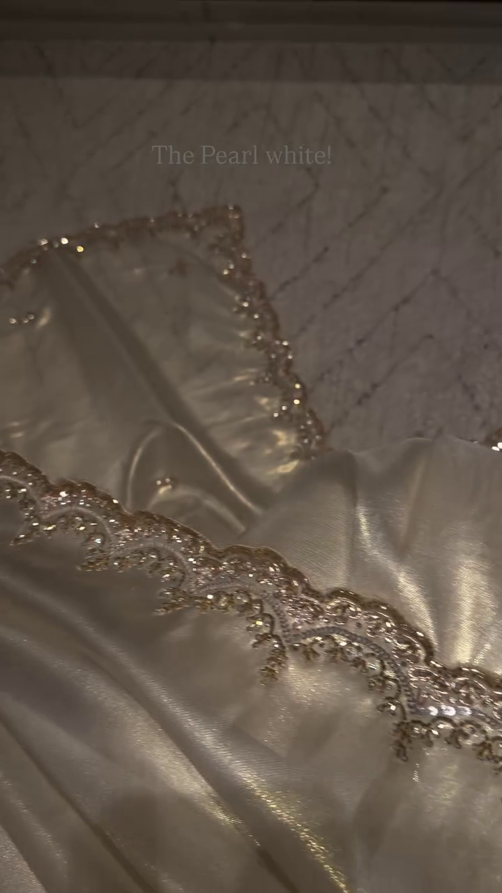 Pearl White Luxury Designer Saree