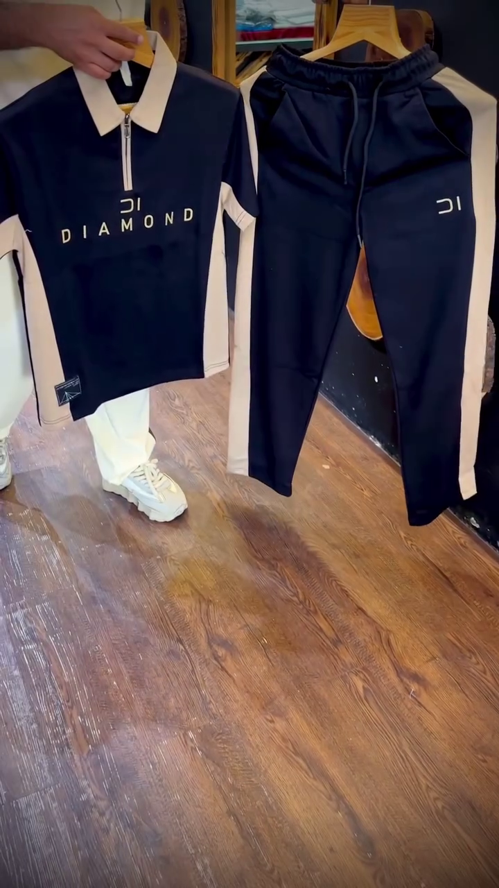 Men's Cream & Brown Polo T-Shirt with Jogger Co-Ord Set