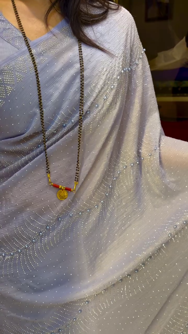Grey Designer Stone Work Saree