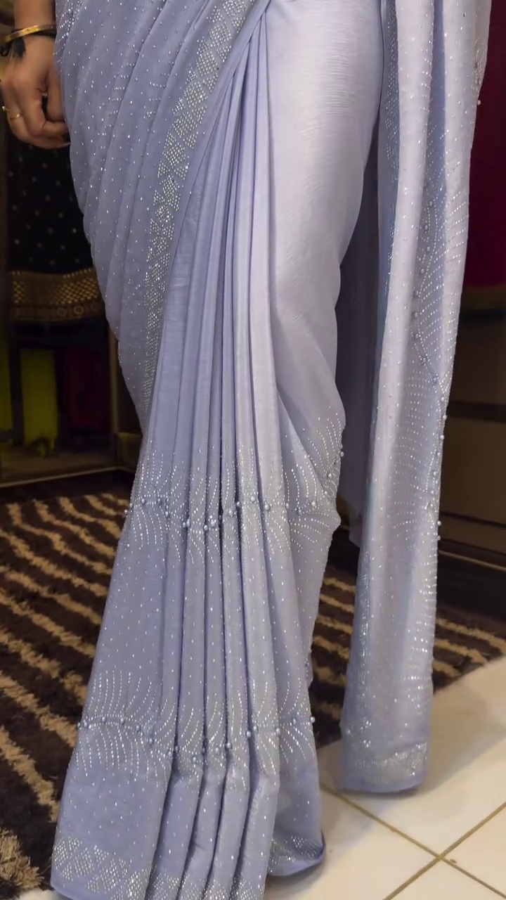 Grey Designer Stone Work Saree