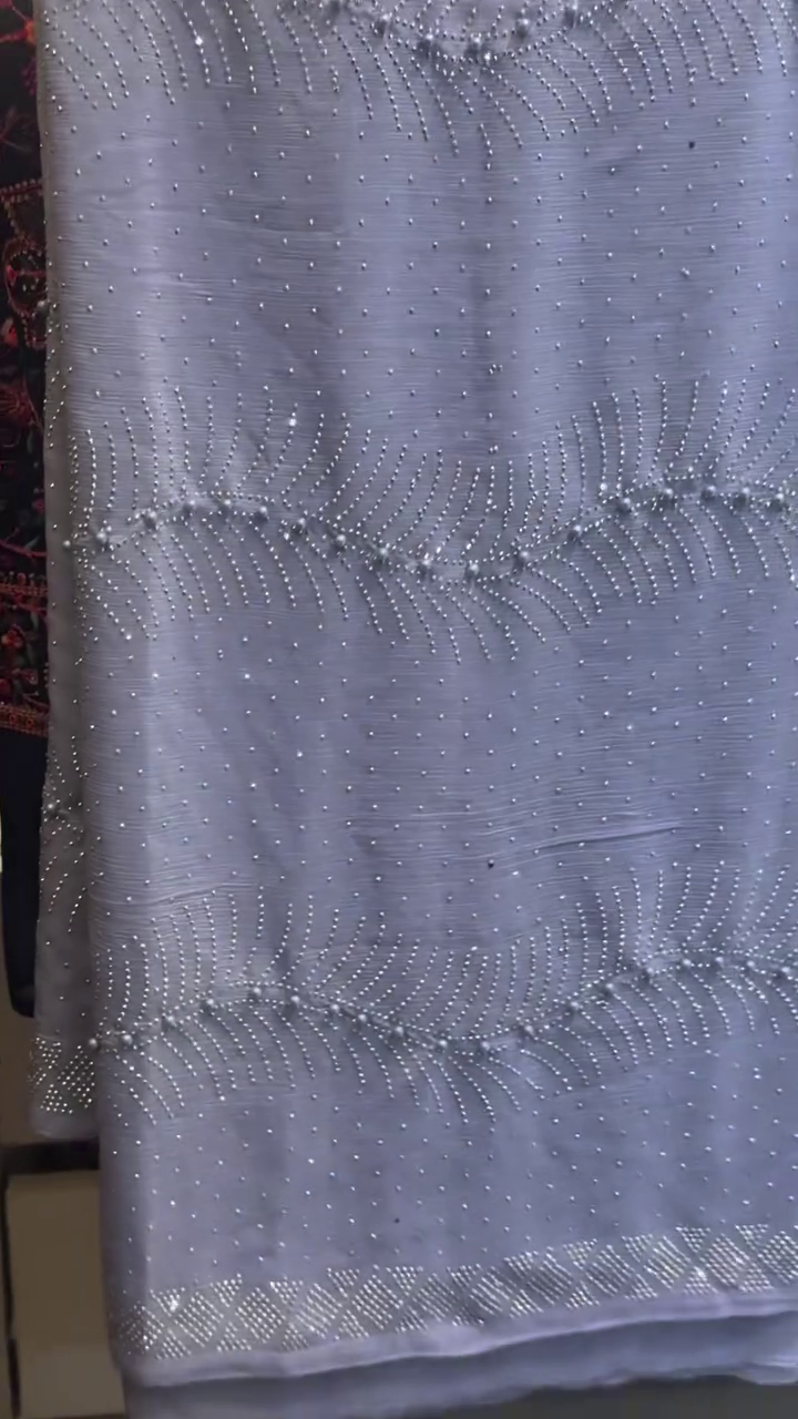 Grey Designer Stone Work Saree