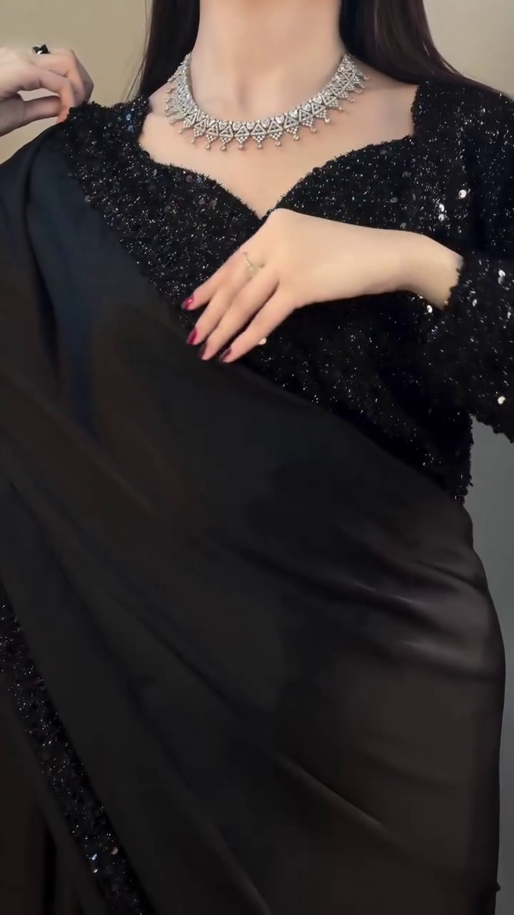 Black Sequined Designer Saree