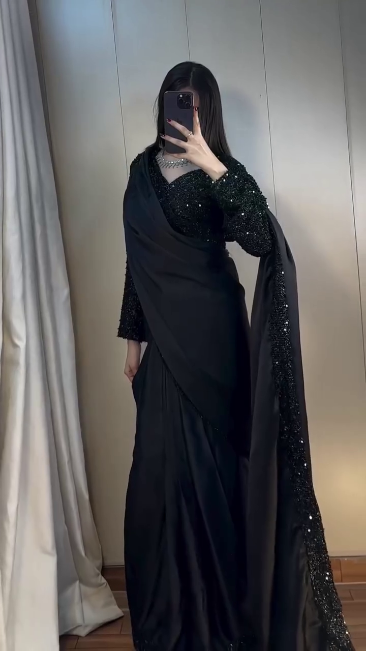 Black Sequined Designer Saree