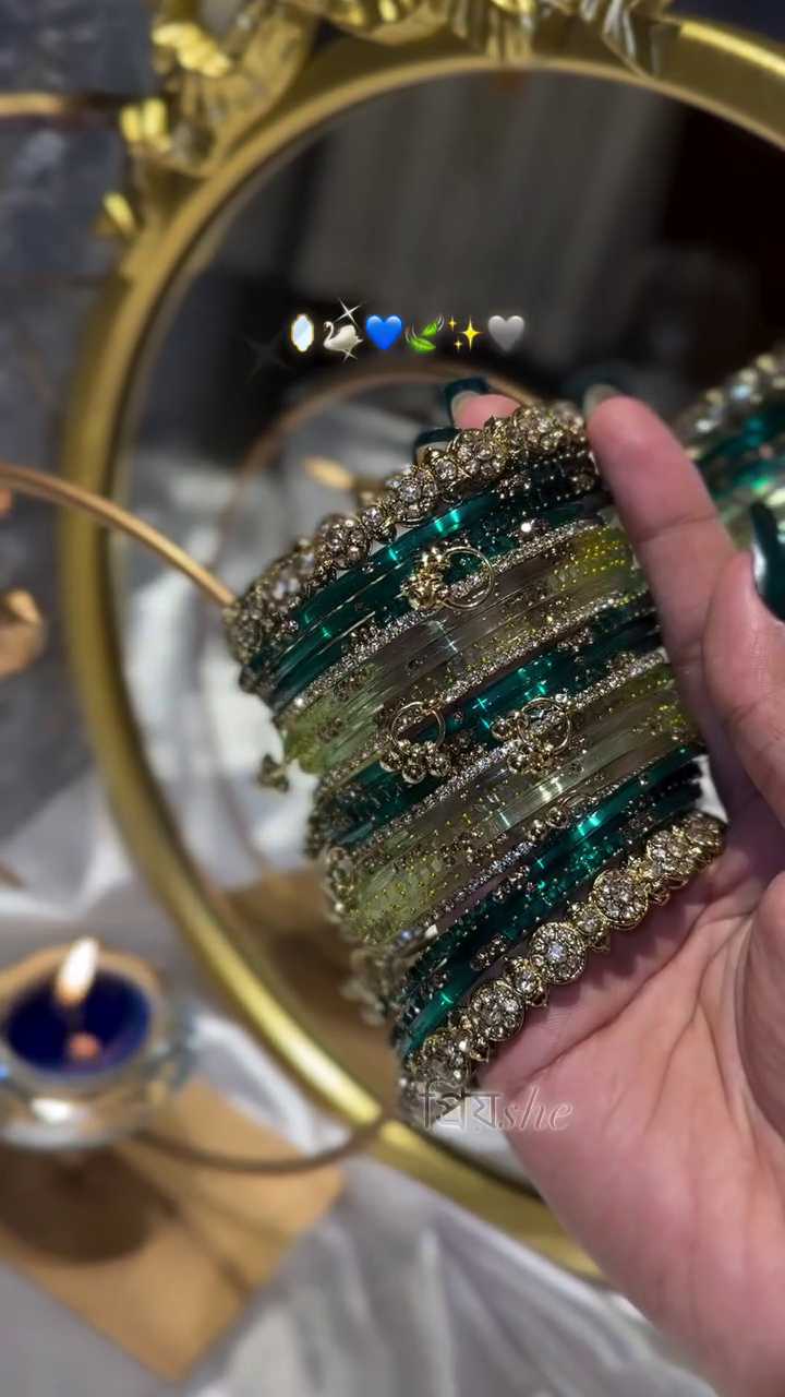 Emerald Green Designer Bangles Set