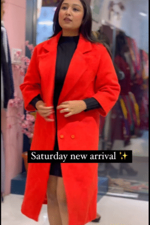Mose Women's Winter Casual Warm Woolen Parka Long Cardigan Coat X-Large Red