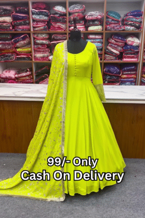 bright green georgette fully flaired anarkali suit set for women