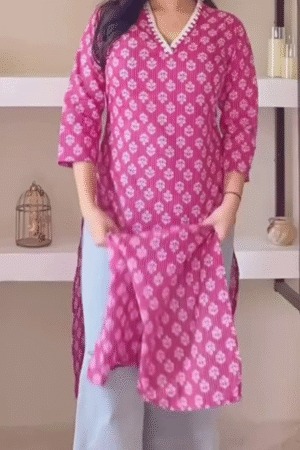 Women Floral Print Pure Cotton Straight Kurta
