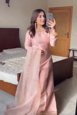Pink Uppada silk sharara Set With Organza dupatta