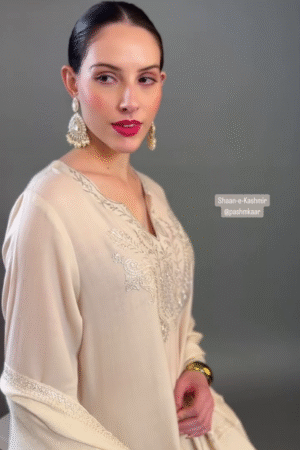 Beige Silk Resham & Zari Embroidered Kurta Set