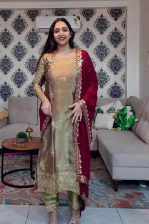 NEW COLLECTION 3 PIECE FANCY KURTI WITH BEAUTIFUL BOTTOM AND DUPATTA