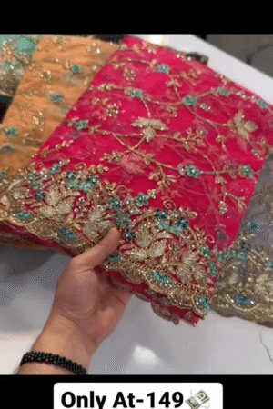 Embroidered Bollywood Net Saree