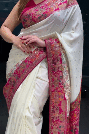 Women Floral  Banarasi Saree with Contrast Border