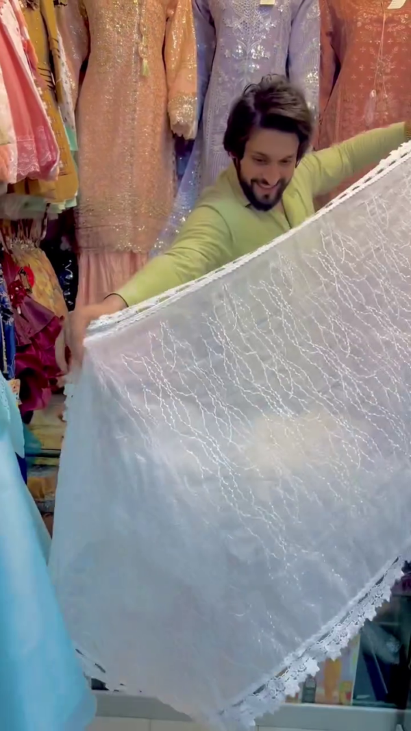 Latest Pakistani Wedding Dresses Embroidery Clothes Indian Dress White Chiffon Kameez - Image 6