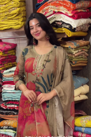 Women Party Wear Embroidery Worked Kurta With Pant And Duppata Set
