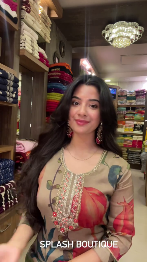 Women Party Wear Embroidery Worked Kurta With Pant And Duppata Set - Image 7