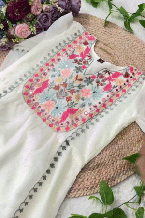 women ethnic embroidery kurta payjama and dupatta set