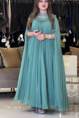 by Kaftan beautiful dress Chiffon Evening Gown with Cape Sleeves