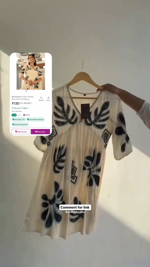 Buy  Floral Printed Cotton A-Line Knee Length Dress - Image 3