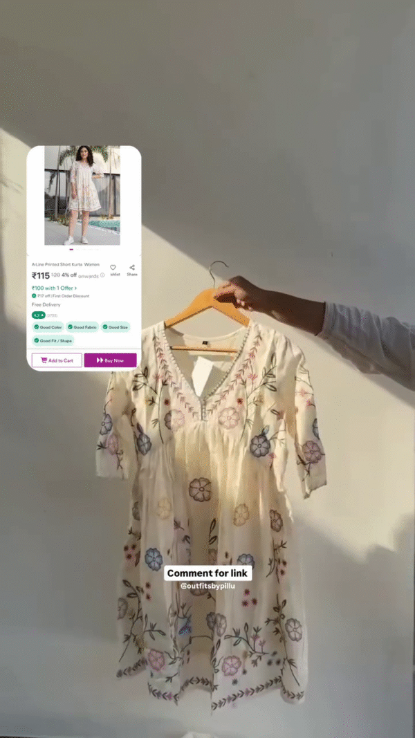 Buy  Floral Printed Cotton A-Line Knee Length Dress - Image 5