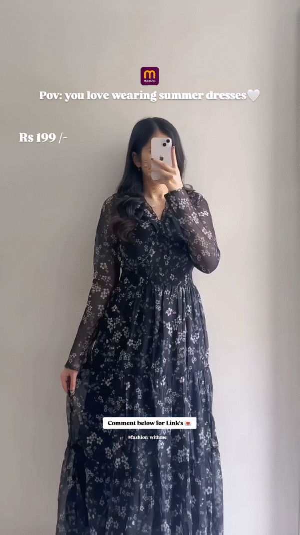 Floral Printed and plan Cotton Fit & Flare Midi Dress - Image 2