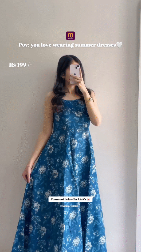 Floral Printed and plan Cotton Fit & Flare Midi Dress - Image 6