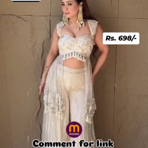 White Color Party Wear Designer Indo-Western Plaazo With Choli